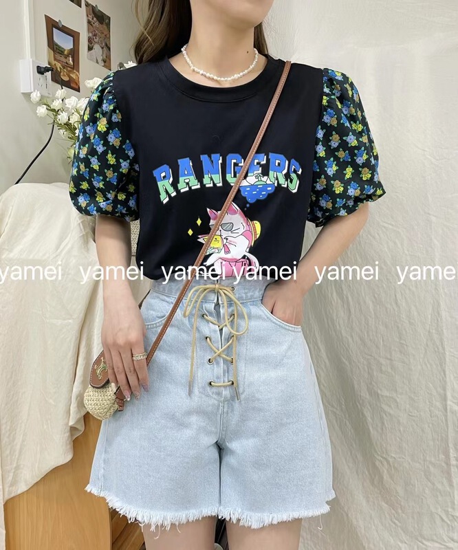[ya.mei] round neck comfortable short sleeve T-shirt (T-shirt only) 0925\ll