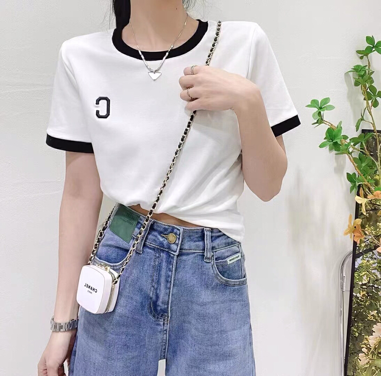 [ziyijia] letter embroidery fashion short sleeve T-shirt ys2-023\wtt