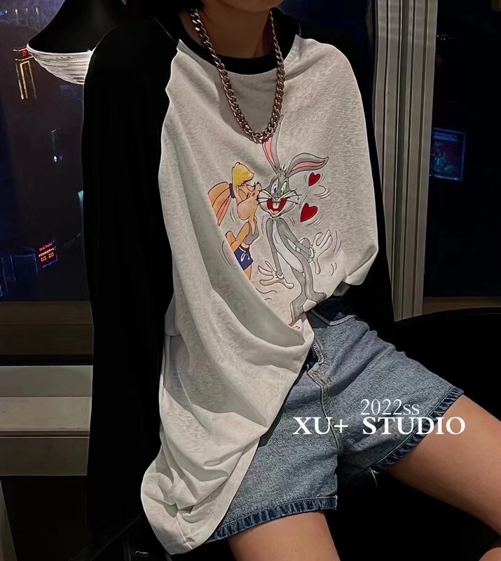 [w+] color blocked print Pullover sunscreen shirt 5065\wtt