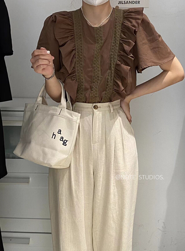[note] retro style lace shirt 22517\hbx