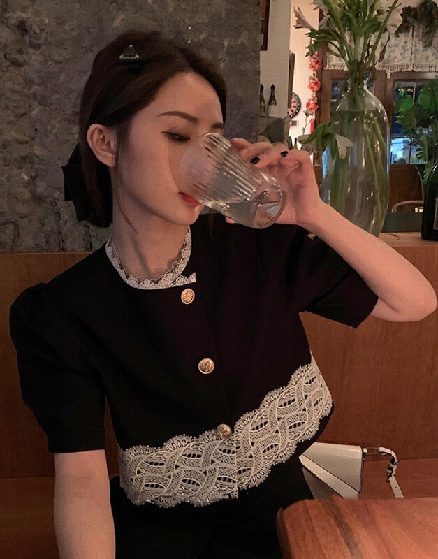 [wgwe] French retro lace stitching blouse 1920\pcz