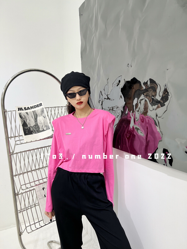 Original price 32.71! New year in early spring! [1to3] design sense label fashion long sleeve T-shirt (excluding necklace) 8029\lsw