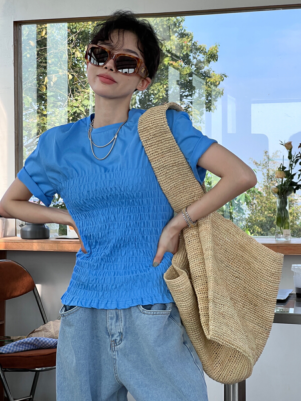 [all in] pull design close waist short sleeve T-shirt 4227\ozq
