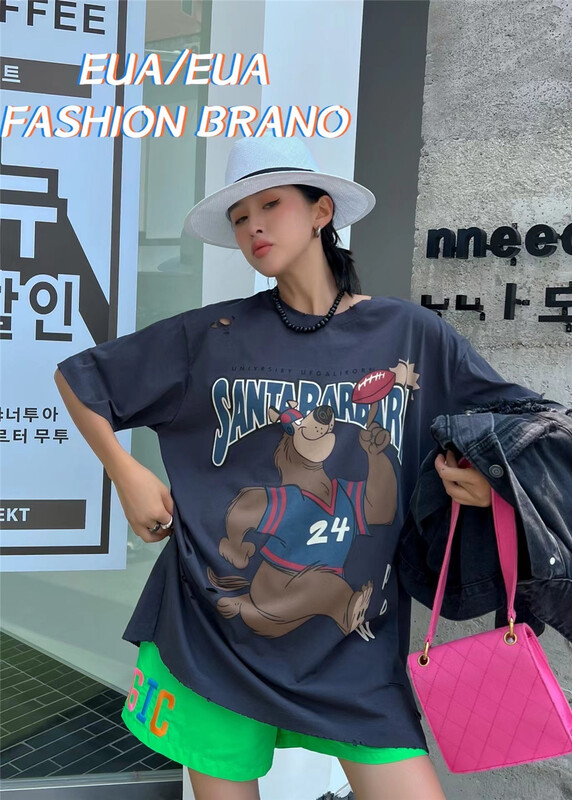 [European and American trend] loose print Pullover short sleeve T-shirt 12292\l