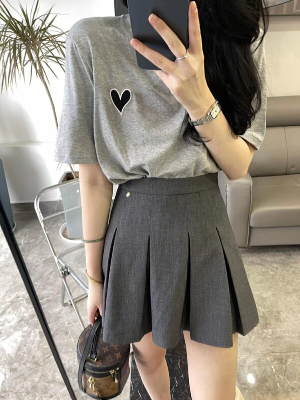 [ange run] love embroidery Korean simple and versatile design Short Sleeve T-shirt 3362\zjy