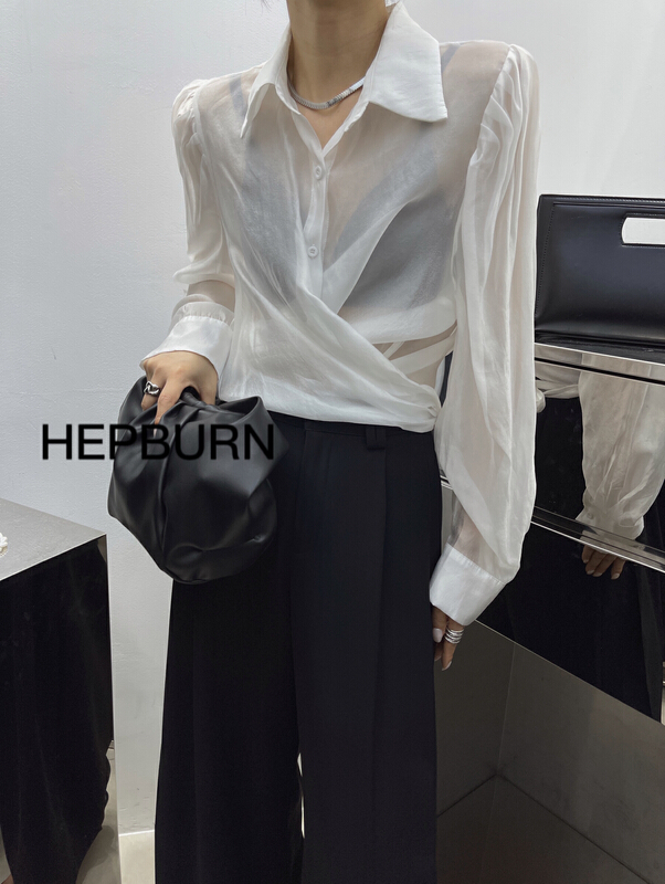 [Hepburn Hepburn] breathable skin friendly simple casual sunscreen shirt 3799 # L