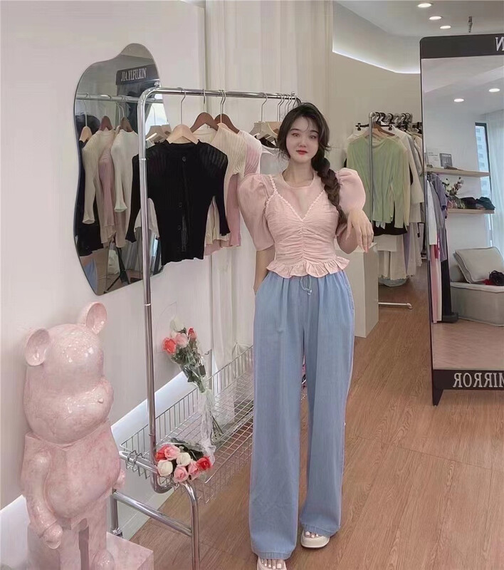 [Han C family] round neck shirt + suspender vest two-piece suit 6425\pcz