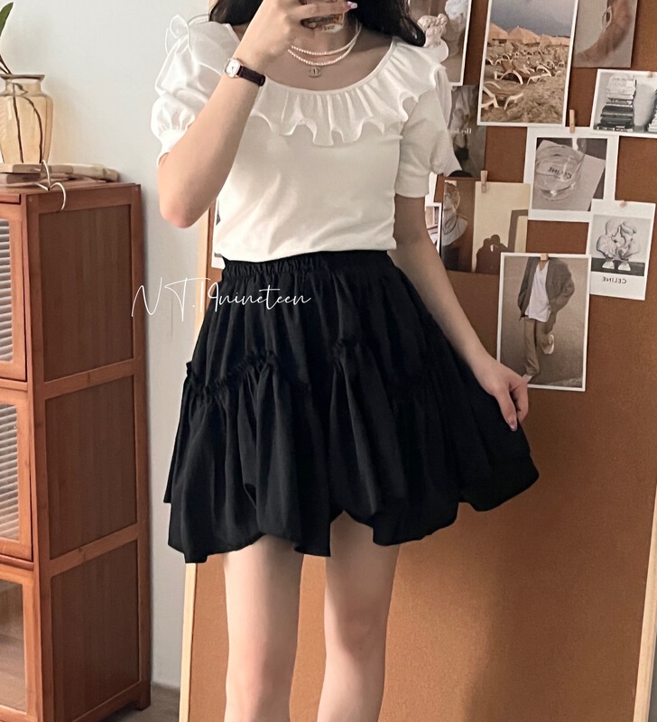 [19.nineteen] high waist elastic waist lady skirt 563\ll