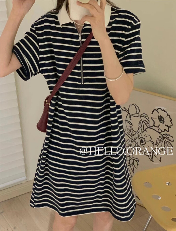 [orange] striped loose fit dress 8888\hbx