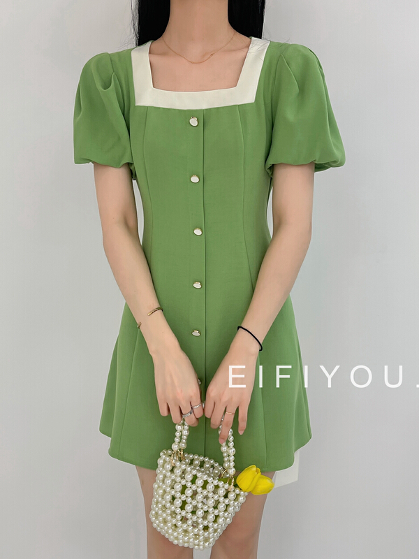 [EI fi you] Hepburn color blocking thin dress 5105\lsl