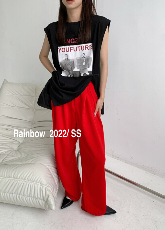 [rainbow] personalized printed casual slit vest / sling 28712\wtt