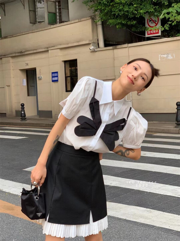 [ICC] bow design Vintage shirt 8257\pcz
