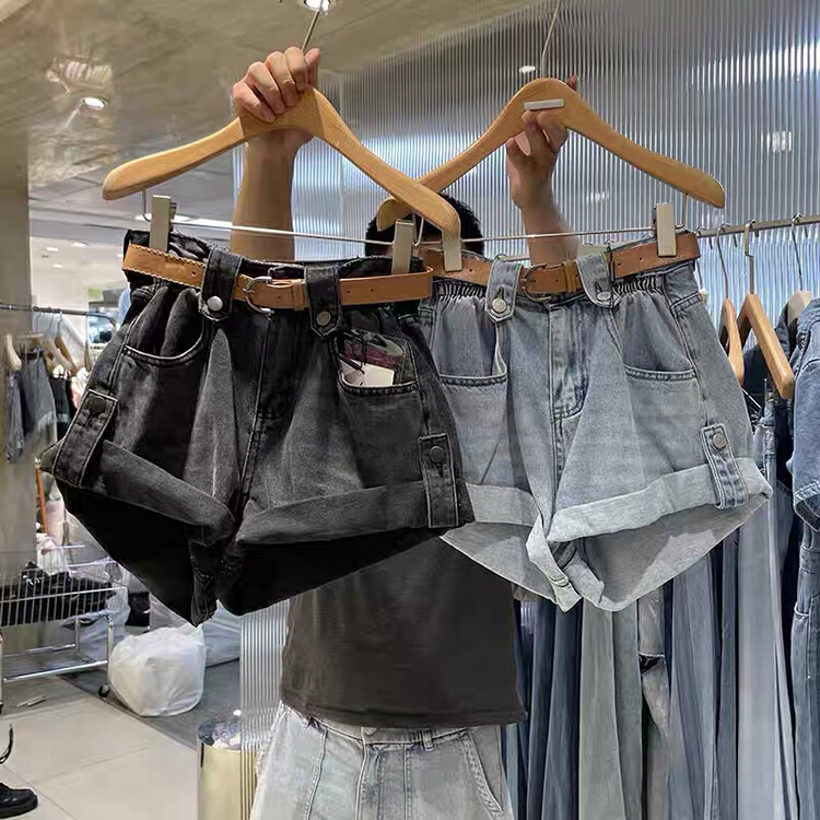 [by flow] Korean fashion versatile denim shorts (with belt) w600\xyy
