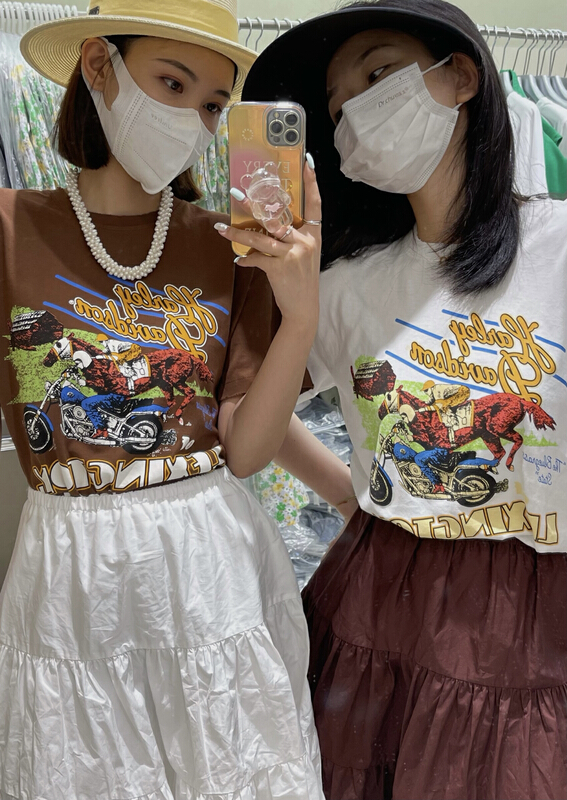 【 attitude 】 round neck versatile American retro short sleeve T-shirt aq4502