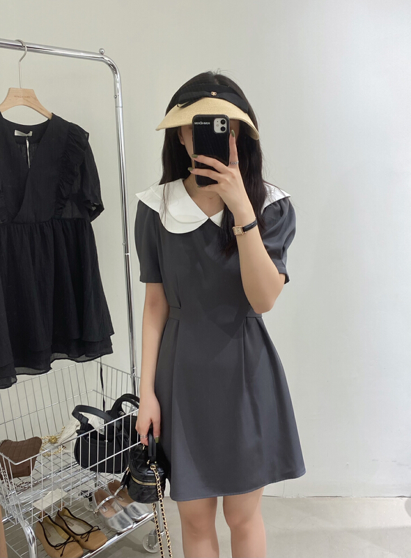 [chocolate] Korean version Lapel Korean loose dress (with belt) 28109\ll
