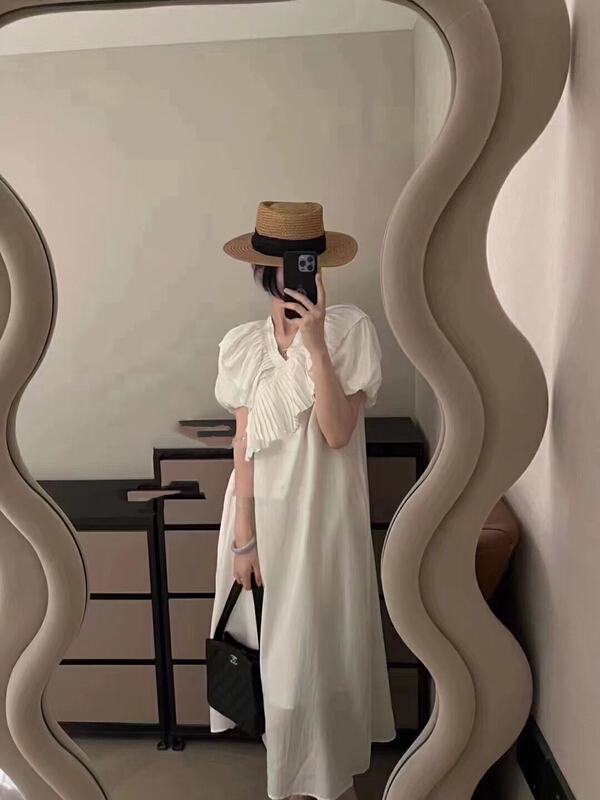 [lidada] fashion V-neck solid medium length dress 2259\hbx