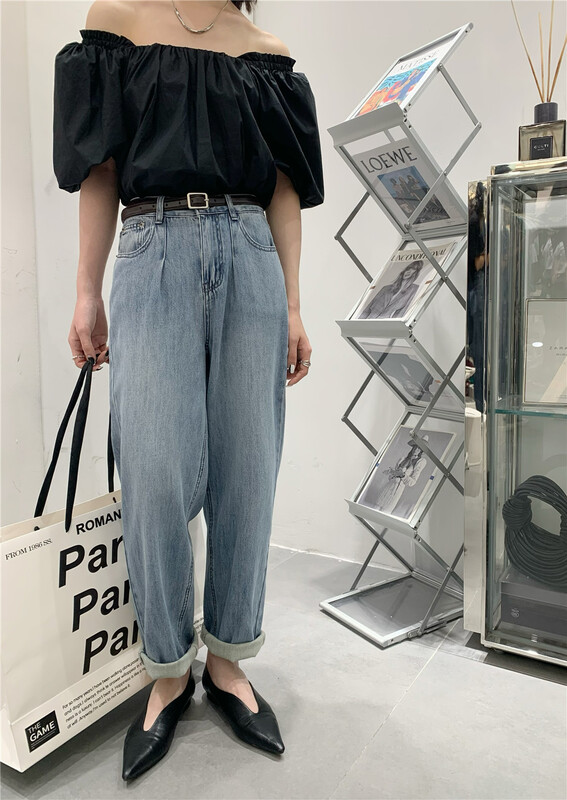 [t-platform] Korean versatile wide leg jeans (with belt) 8523\zxx
