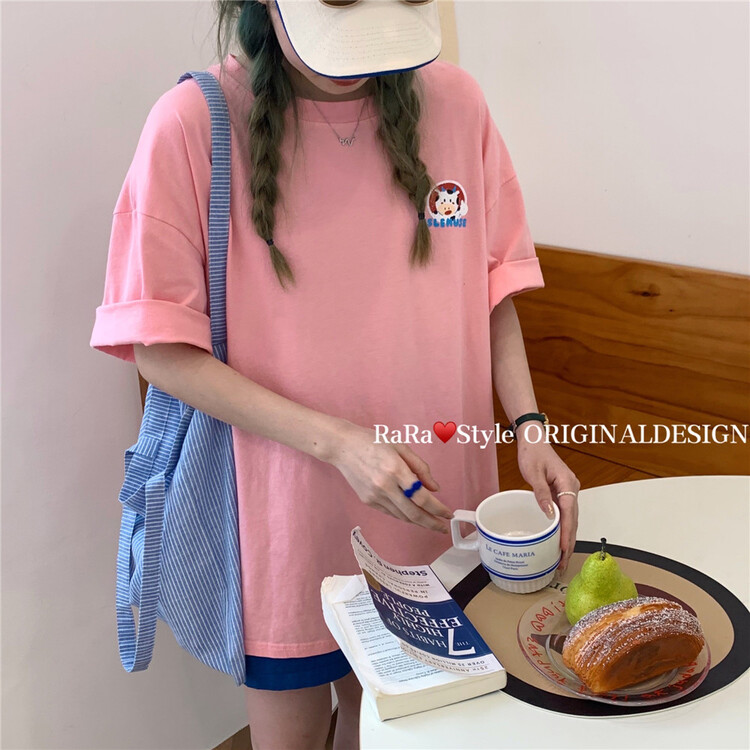 [rara] casual simple front and back printed Pullover short sleeve T-shirt 30160\lsl