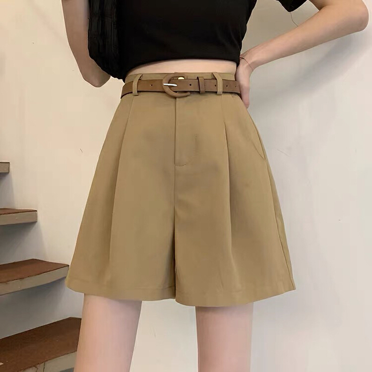 [Ming] high waist slim versatile casual shorts (with belt) 820-1\lsw