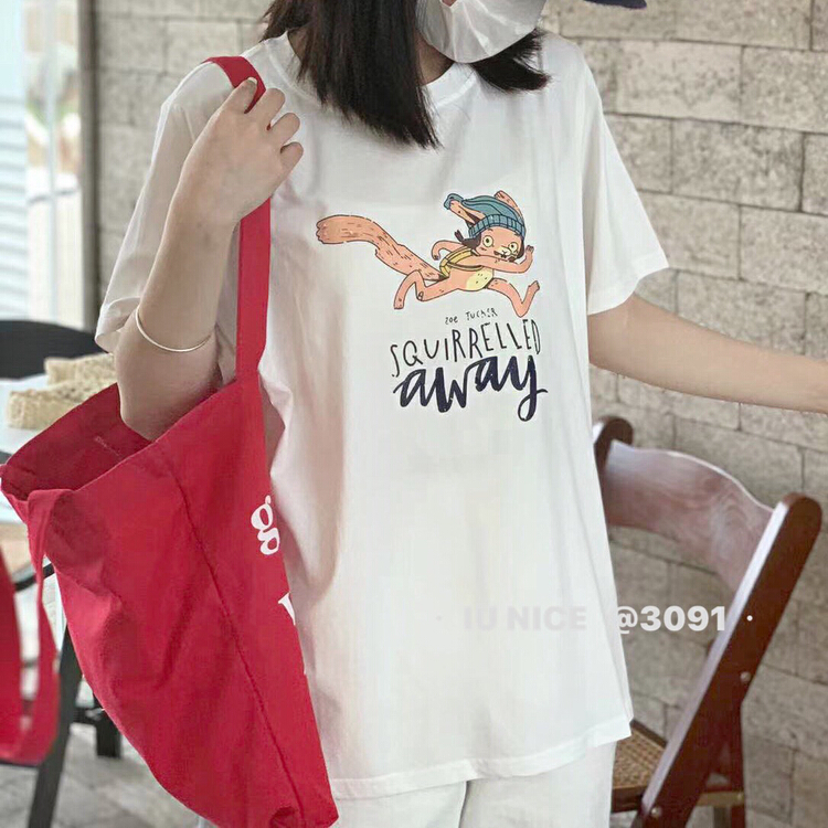 Original price 30.45! In early summer! [IU nice] hamster print versatile short sleeve T-shirt 3091\l