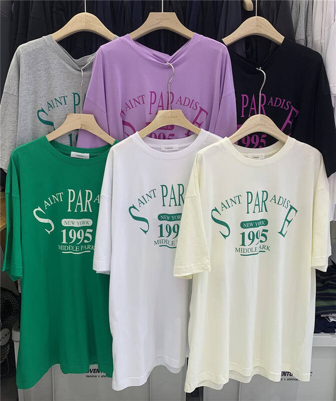 [sanbara] lazy letter printed short sleeve T-shirt 9582\lsw