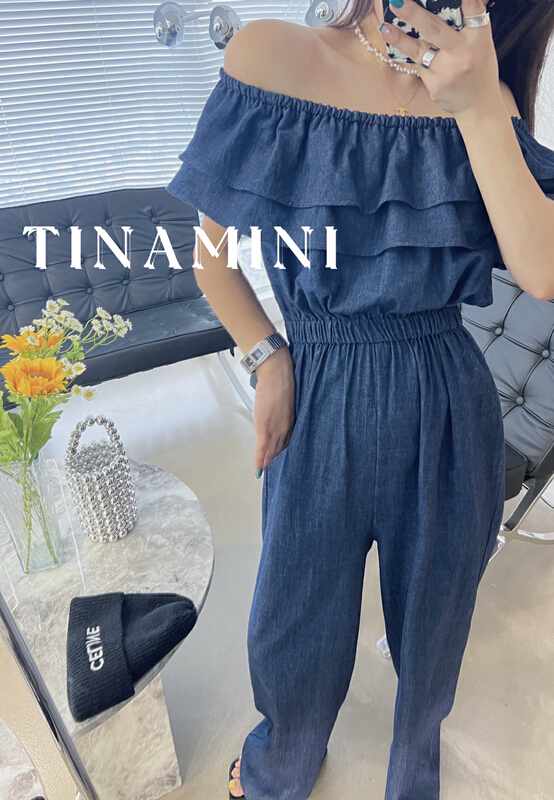 [tinamini] temperament Ruffle one-piece cowboy pants k920\hjy