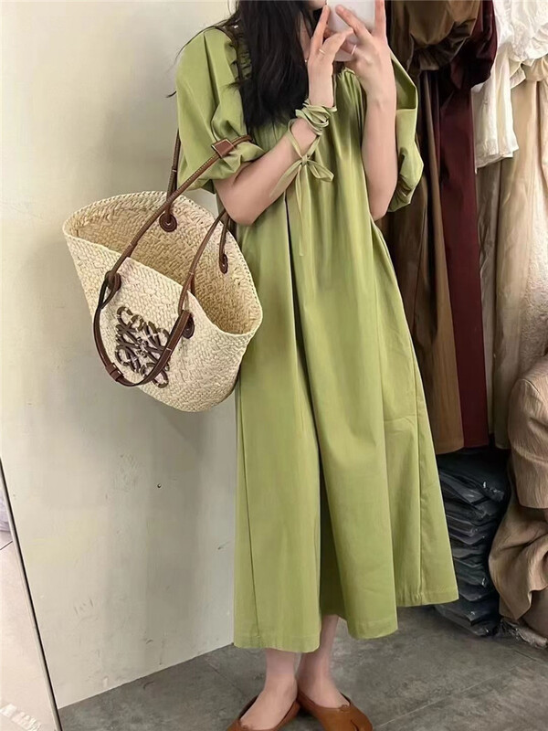 [m.zi studio] Korean simple casual lace up dress 16111\hbx