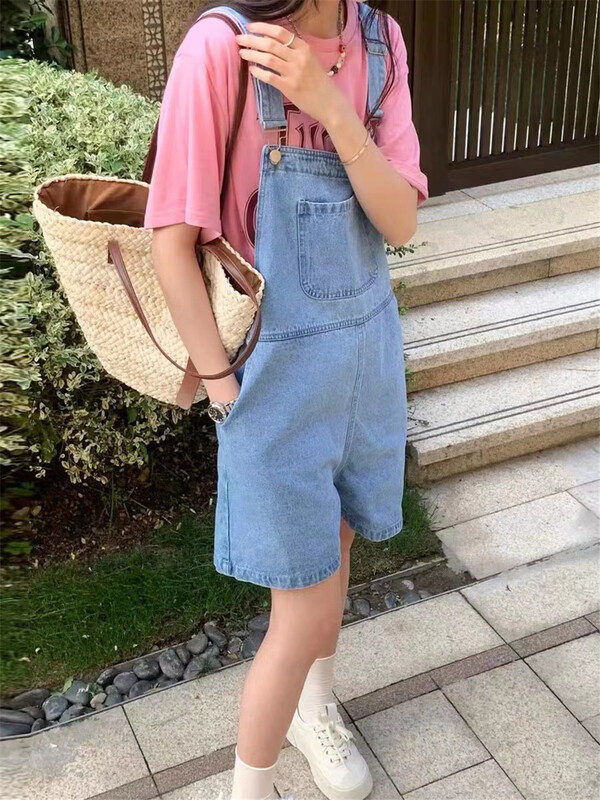 [emoni] Korean version age reducing loose denim suspenders 24183\cls