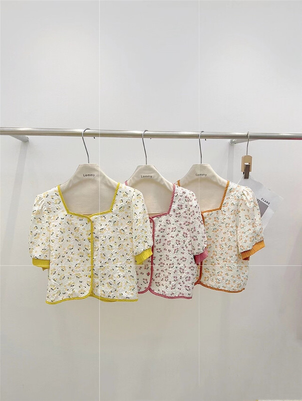[Lemmy] Korean fresh printed Square Neck Shirt 8703\hbx