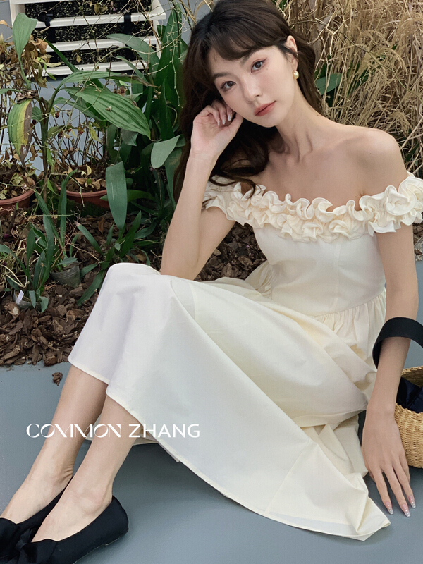 [CZ Zhang] French elegant ear lined one-piece collar dress 62379\jhy