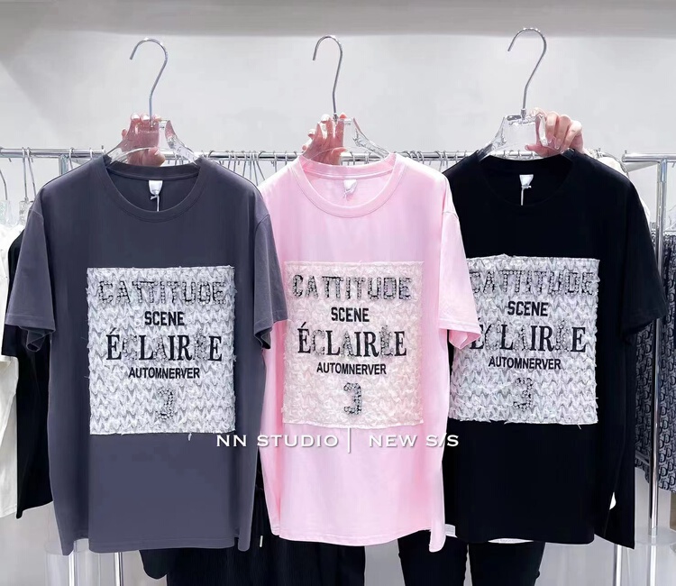[NN] lace letter loose short sleeve T-shirt ys1-8662\xyy