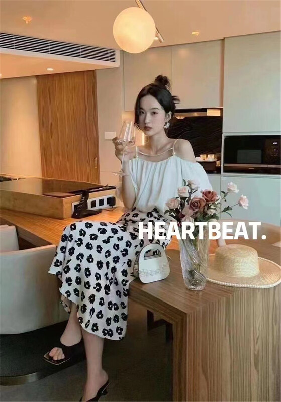 [hearteat] pearl off shoulder silk slip shirt 589\zjy