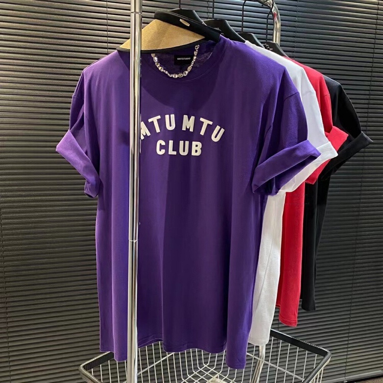 [DL] simple casual letter round neck loose short sleeve T-shirt 8702\wtt