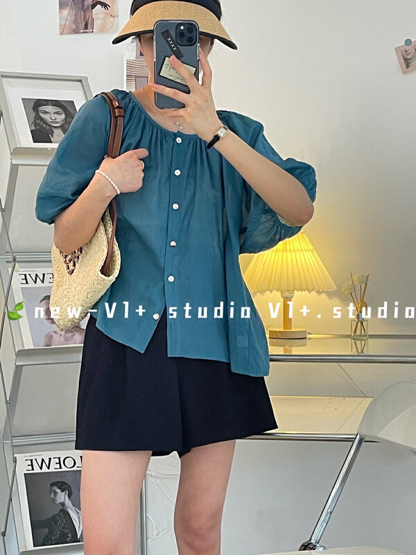 [vi+] round neck Korean slim shirt 9091\lsw