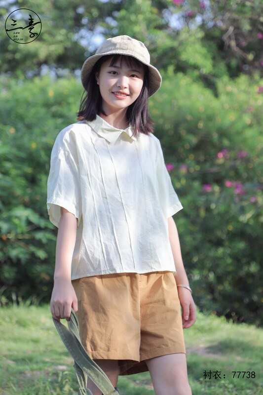 [original three element clothes] simple toothpick pleated shirt 77738