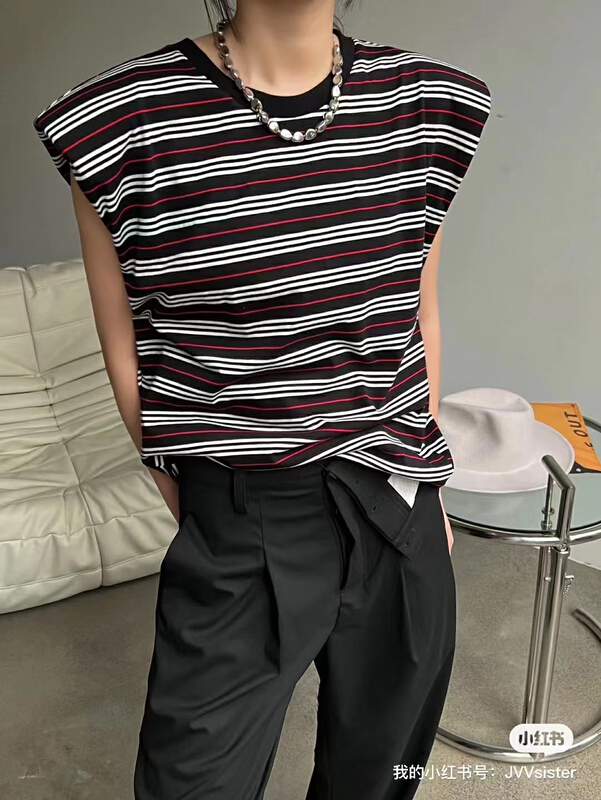 [jvv sister] casual shoulder pad striped vest / sling 2618\zxl