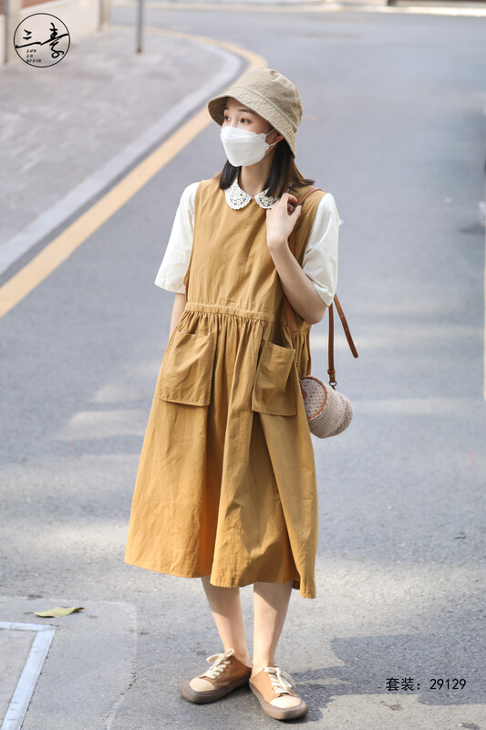 [original three element clothes] simple casual dress + fashionable and versatile shirt suit 29129\xyj