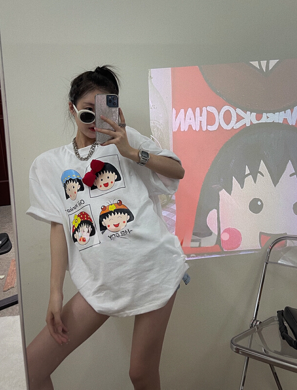 [Shanzhu] cute cherry ball printed short sleeve T-shirt (with Brooch) 275\xyy