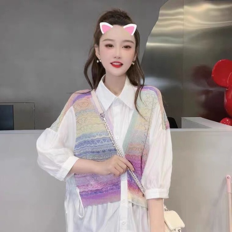 [Hello cherry chelizi] fashionable and fresh stitching T-shirt 8170\wtt