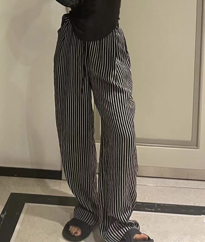 [jvv sister] elastic waist stripe casual pants 82289\zxl