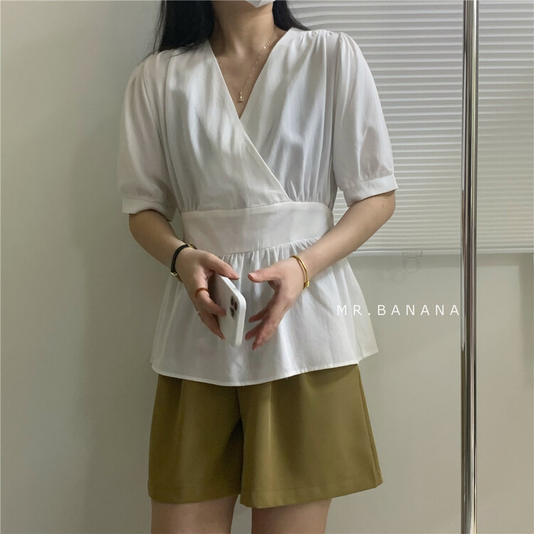[mr.banana] V-neck Pullover comfortable Korean shirt 1186\l