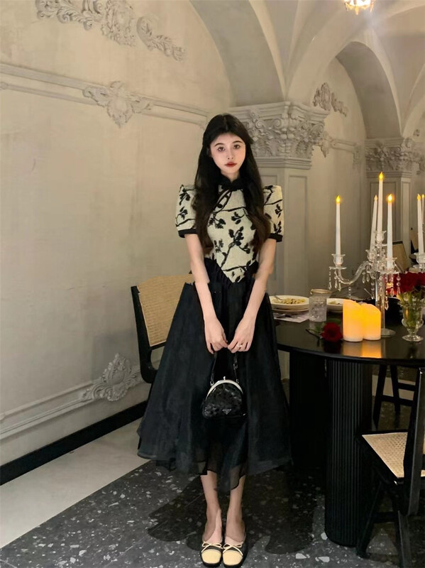 [see you] retro elegant waist closing and slimming improved cheongsam dress 31039\pcz