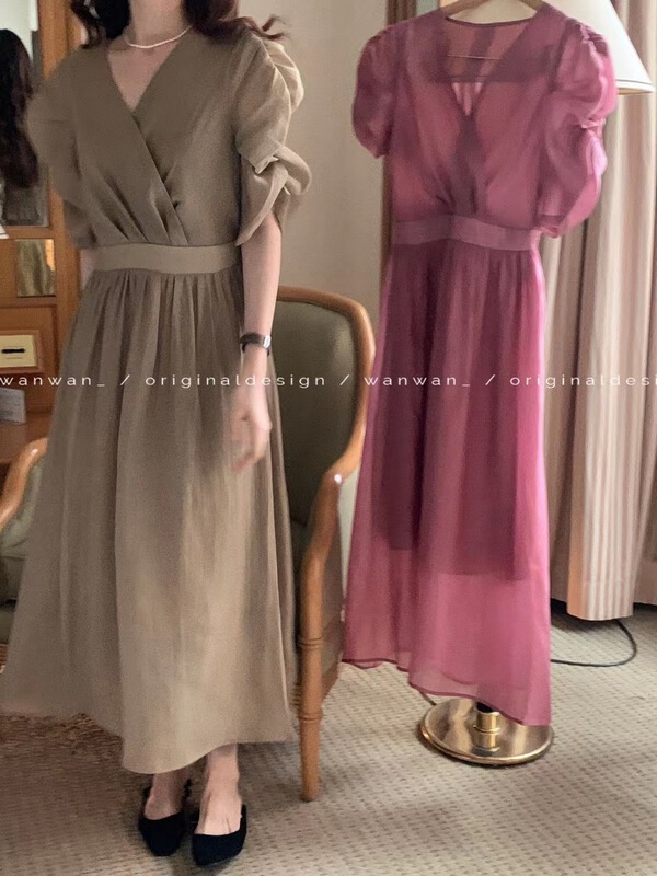 [wanwan] elegant style bubble sleeve dress 1723\hbx