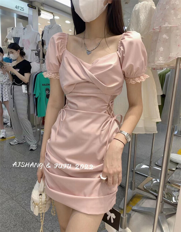 [Juju] little woman Lace Waist up dress 33191\hjy
