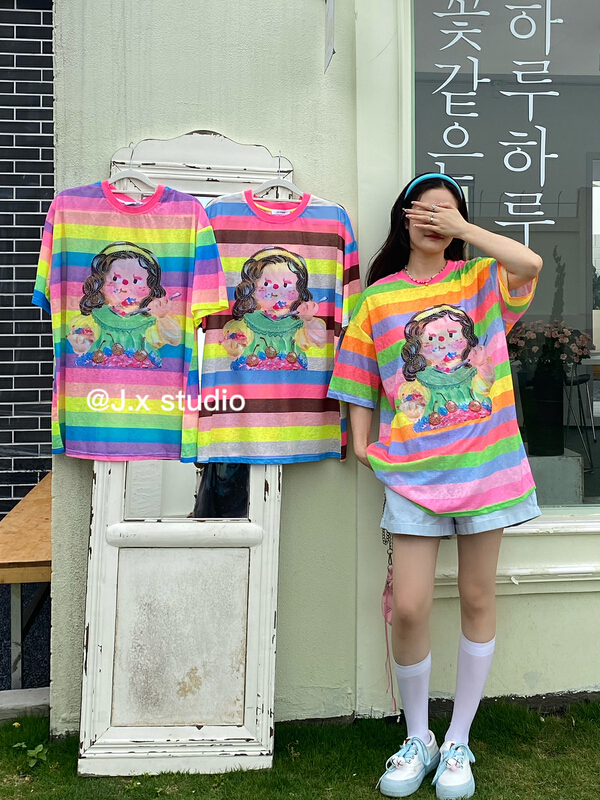 [JX] nano silk hot brick girls' short sleeve T-shirt 1052\wtt