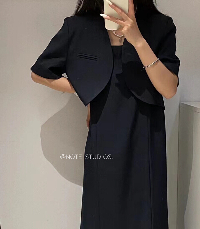 Original price 145.91! In early summer! [note] Korean style pure color coat + simple and fashionable vest skirt suit 22352\hbx