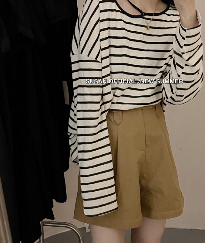 [Susan] stripe loose Vintage long sleeve T-shirt 19152\lsw