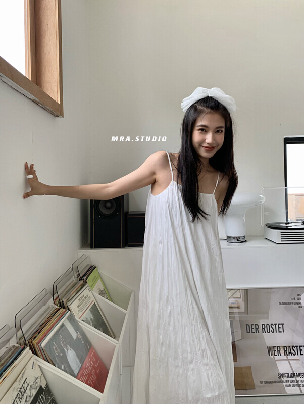 [MRA] fresh and sweet pleated suspender dress j2316