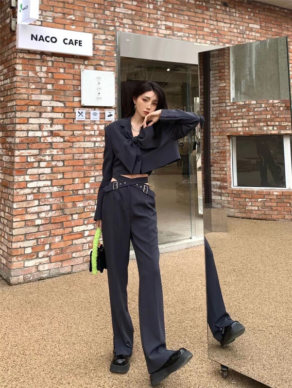 New year in early spring! [big C studio] temperament bow short suit + design waist loose casual pants set 8667\pcz