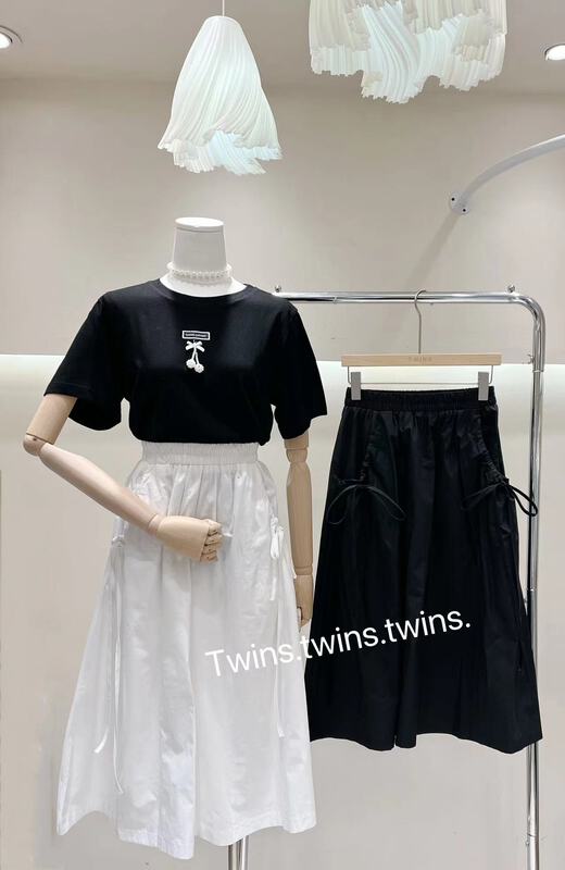 [twins] elastic waist, drawcord, large pocket, versatile large swing skirt 8886\hjy